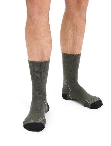 Pánské Ponožky Icebreaker Merino Hike+ Medium Crew Olivy Zelené Černé | CZ 1923CTVE